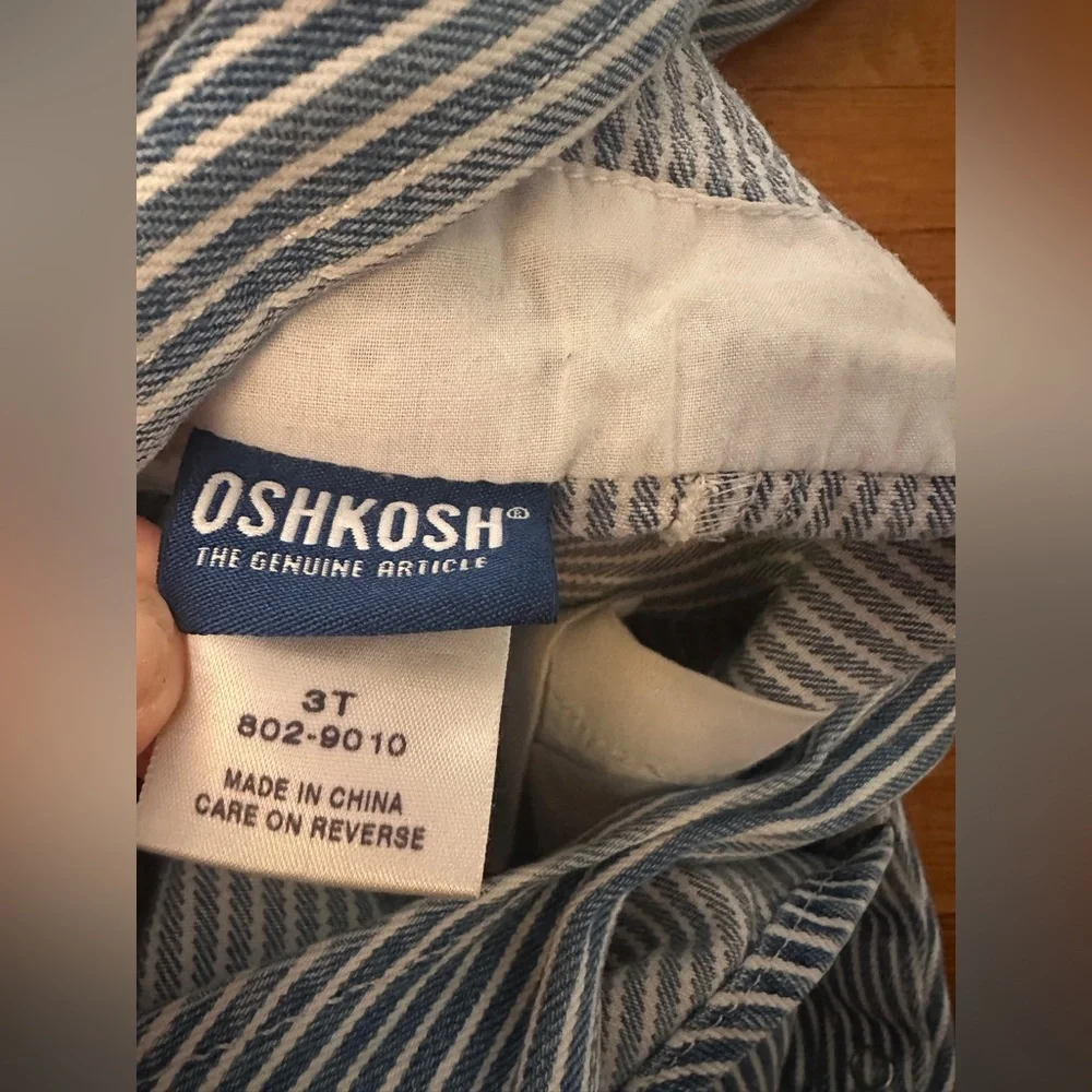 OshKosh B'Gosh Hickory Stripe Denim Overalls, Size 3T
